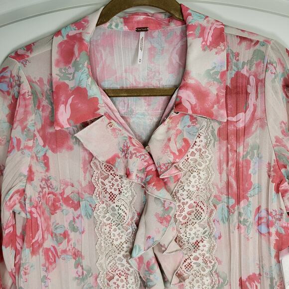 FREE PEOPLE Bad At Love Ivory Printed Blouse - Size M (NWT) - Picture 5 of 14